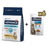 Advance Somonlu Hassas Yetişkin 10 kg Kedi Mama+Advance Tavuklu Yetişkin 6x85 gr Kedi Yaş Mama