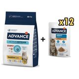 Advance Somonlu Hassas Yetişkin Kedi Maması 10 kg + 12 Adet Advance Tavuklu Yetişkin Kedi Pouch Yaş Maması 85 gr