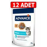 Advance Tavuklu Yavru Kedi Yaş Mama 85Gr 12Adet Advance Kitten Chicken Tavuk Etli