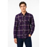 Advante Erkek Ekose Silim Fit Gömlek Çift Cepli BGL-ST05378 - Mürdüm - 2XL