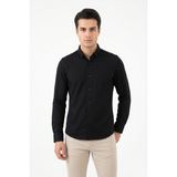 Advante Erkek Spor Slim Fit Uzun Kol Petek Dokulu Gömlek BGL-ST05482 - Siyah