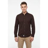 Advante Erkek Spor Slim Fit Uzun Kol Petek Dokulu Gömlek BGL-ST05483 - Kahve - 2XL