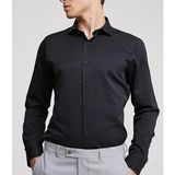 Advante Slim Fit Pamuk Saten Erkek Gömlek - Siyah - 4XL