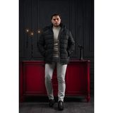Advante Slimfit Çıtçıt Ve Fermuar Kapamalı Kapşonlu Erkek Kapitone Mont SİYAH 54