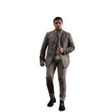 Advante Slimfit Dik Yaka Kendinden Çizgili Düğme Ve Fermuar Kapamalı Erkek Kaban KAHVERENGİ M