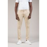 Advante Slimfit Dokulu Dar Paça Beli Lastikli ve Iplikli Yazlık Jogger Pantolon - Krem - 48