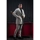 Advante Slimfit Kırlangıç Yaka Düğme Kapamalı Erkek Kaşe Kaban - 2XL - Gri