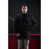 Advante Slimfit Kırlangıç Yaka Düğme Kapamalı Erkek Kaşe Kaban SİYAH XL