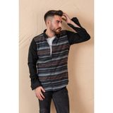 Advante Slimfit Parça Desenli Erkek Oduncu Gömlek - XXL - Siyah