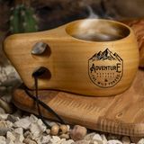 Adventure Tasarımlı Ayous Ağacından Doğal Kuksa Kupa Bardak - 200 ml