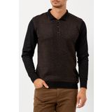 Adze KT18A823014178 Siyah Kahverengi Polo Yaka Yün Erkek Kazak