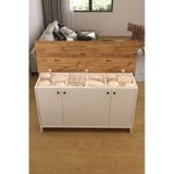 Ae-2080 Patentli Ayder Mutfak Adası Beyaz/çam Raflı, Çok Amaçlı