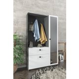 Ae-3042 Reina Aynalı Delüx Vestiyer Ayakkabılık Portmanto Takımı Antrasit Gri /Beyaz