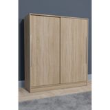 AE-4001 Zambak Sürgülü Dolap Çok Raflı Çekmeceli Askılı Sonomo Kasa (Sonomo-Sonomo Kapaklı) Gardırop - Ahşap