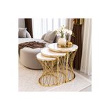 A&E HOME Hasır 3lü Zigon Sehpa Gold Ayak