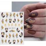 Aeç Tasarım Gold Parıltılı Sonbahar Tırnak Süsleme Stickerı Nail Art Süslemeleri