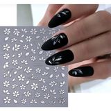 Aeç Tasarım Gümüş Çiçek Tırnak Süsleme Stickerı Nail Art Süslemeleri
