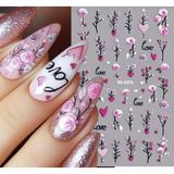 Aeç Tasarım Kabartmalı Pembe Love Tırnak Süsleme Stickerı Nail Art Süslemeleri