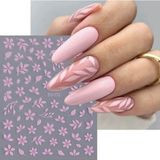 Aeç Tasarım Pembe Çiçek Tırnak Süsleme Stickerı Nail Art Süslemeleri