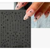 Aeç Tasarım Siyah Yıldız Çizgi Tırnak Süsleme Stickerı Nail Art Süslemeleri