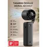 Aecooly PF04 Dijital LED Göstergeli 5 Kademeli Portatif Soğutucu El Fanı Siyah