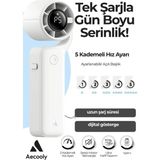 Aecooly Portatif Soğutucu El Fanı Aecooly LED Göstergeli Mini Şarjlı Vantilatör - İnci Beyazı