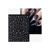 AEÇTASARIM 1 Adet Beyaz Yıldız Çizgi Tırnak Süsleme Stickerı, Nail Art Süsü