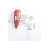 AEÇTASARIM 10 Adet Gümüş Kelebek 3D Tırnak Süsü, Nail Art Süsü