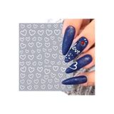 AEÇTASARIM Beyaz Kalp Çerçeve Tırnak Süsleme Stickerı, Nail Art Süslemeleri