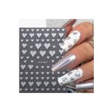 AEÇTASARIM Gümüş Renkli Kalpli Tırnak Süsleme Stickerı, Nail Art Süslemeleri