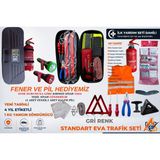 Aed Yangın Gri Eva Trafik ve İlk Yardım Seti Standart 4 Yıl Etiketli Yangın Söndürücü (Fener ve Pil Hediyeli)