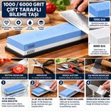 AEE® 1000/6000 Grit Çift Taraflı Bileme Taşı, Su Taşı Bileyici, Profesyonel Bıçak Makas Şef Bıçağı El Aletleri Bileme Taşı, Kaymaz Tabanlı