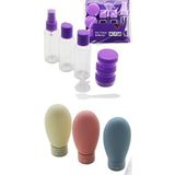 AEE® 13 Parça Seyahat Şişe Seti – Parfüm, Şampuan, Krem, Losyon için Uçak Uyumlu Taşınabilir Kaplar – Fermuarlı PVC Çantalı & Hunili Spatulalı Valiz Düzenleyici Seyahat Şişesi Kiti