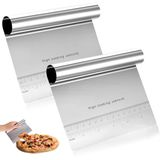 Aee® 2 Adet Büyük Boy Hamur & Kazıyıcı Seti – Cm/Inç Ölçekli Metal Hamur Spatulası – Pizza, Pasta, Ekmek Hamur Profesyonel Mutfak Aleti 20 Cm