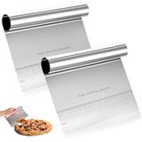 AEE® 2 Adet Büyük Boy Hamur Kesici & Kazıyıcı Seti – cm/inç Ölçekli Metal Hamur Spatulası – Pizza, Pasta, Ekmek ve Hamur Bölücü Profesyonel Mutfak Aleti 20 cm