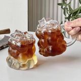 AEE® 2 Adet Kulplu Boncuk Şekilli Cam Bardak – 350ml Borosilikat Üzüm & Kabarcıklı Tasarım | Isıya ve Darbeye Dayanıklı Soğuk Kahve, Çay, Meyve Suyu Bardağı (Kulplu 3D Cam Bardak Seti)
