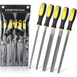 AEE® 5 Parça Çelik Premium Eğe Seti – 8'' 33 cm Büyük Boy Çelik Eğe Takımı | Balık Sırtı, Üçgen, Kare, Yuvarlak ve Düz Geniş | Ergonomik Saplı Dayanıklı Metal Ahşap Zımpara Çantalı Eğe Seti