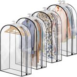 AEE® Çoklu Elbise Abiye Takım Kıyafet Kılıfı 60x100 cm | Transparan Şeffaf Pvc Gamboç | Uzun Elbise, Abiye, Takım, Gömlek, Ceket Koruma | Arkası Hava Alan Bez, Ön ve Yanlar Tamamen Şeffaf