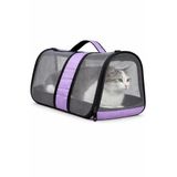 AEE® Komple Fileli Kedi Taşıma Çantası – MDF Sert Tabanlı, Katlanabilir, Nefes Alabilen, Omuz Askılı & El Tutmalı, Hafif ve Sağlıklı Evcil Hayvan Taşıma Kutusu (45x28x28 cm) (Mor)