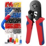 AEE® Terminal Sıkma Pensesi Seti, 0.25-10 mm² Kablo Pensesi, AWG 23-7 Tel Sıkma Aleti, 1200 Adet İzoleli Kablo Yüksük Seti ile Profesyonel Krimp Pensesi