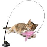 AEE® Ultra Esnek Yaylı Kedi Oltası Vantuzlu Çelik Telli Kedi Oyuncağı Tüylü Av Oyuncağı