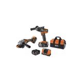 AEG 2'li Akülü Set JP18A2-502B 18V Akülü Set BSB18C3BL Darbeli Matkap + BEWS18-125BL Avuç Taşlama Çift akülü 2x5.0Ah- 49