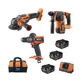 AEG JP18AA3-503B 18V Akülü 3 Lü Set Kırıcı Delici - Taşlama - Vidalama