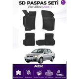 AEK Modern Fiat Albea 2002+ Araca Özel Havuzlu "karbon" Paspas Takımı - Siyah