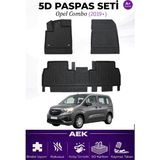 AEK Modern Opel Combo 2019+ Araca Özel Havuzlu "karbon" Paspas Takımı - Siyah