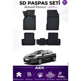 AEK Modern Renault Fluence 2009+ Araca Özel Havuzlu "karbon" Paspas Takımı - Siyah