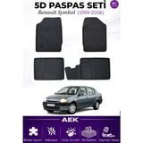 AEK Modern Renault Symbol 1999-2007 Araca Özel Havuzlu "karbon" Paspas Takımı - Siyah
