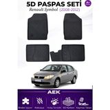 AEK Modern Renault Symbol 2007-2012 Araca Özel Havuzlu "karbon" Paspas Takımı - Siyah