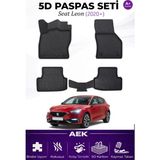 AEK Modern Seat Leon 2020+ Manuel Araca Özel Havuzlu "karbon" Paspas Takımı - Siyah