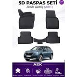 AEK Modern Skoda Kamiq 2019+ Araca Özel Havuzlu "karbon" Paspas Takımı - Siyah